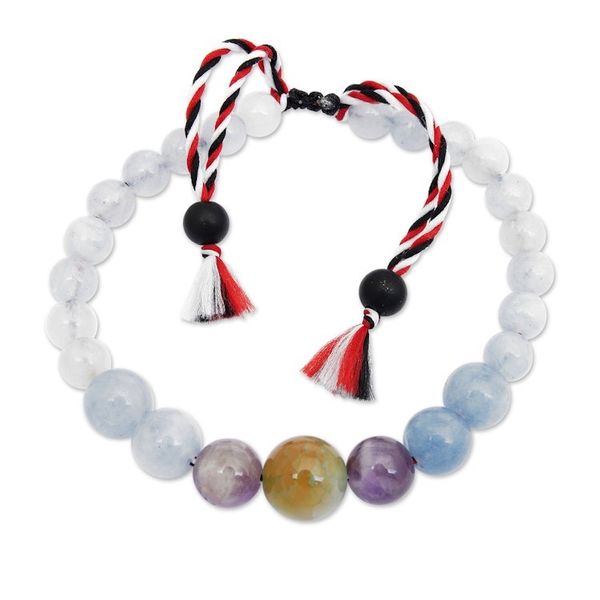 Alternate image for Adjustable Aquamarine and Amethyst Beaded Bracelet from Bali Times of Sapience