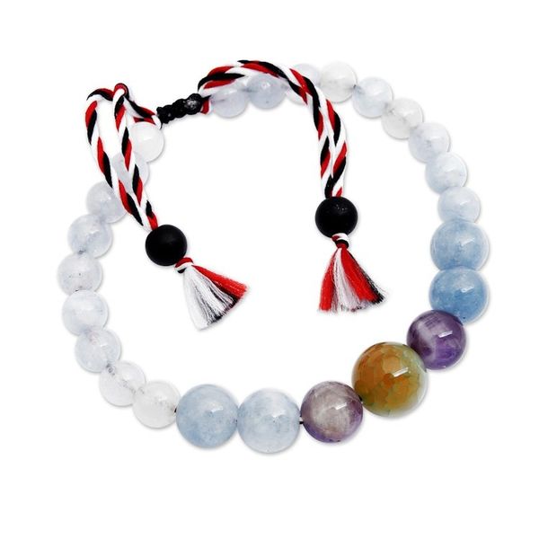 Alternate image for Adjustable Aquamarine and Amethyst Beaded Bracelet from Bali Times of Sapience