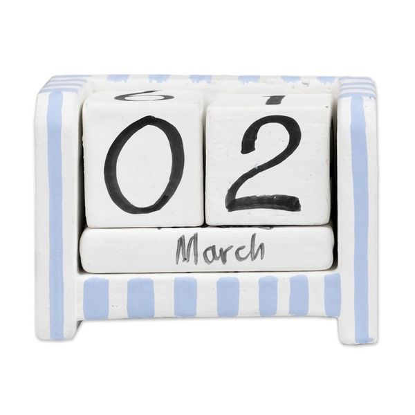Alternate image for Hand-Carved and Painted Wood Perpetual Desk Calendar Bright Days