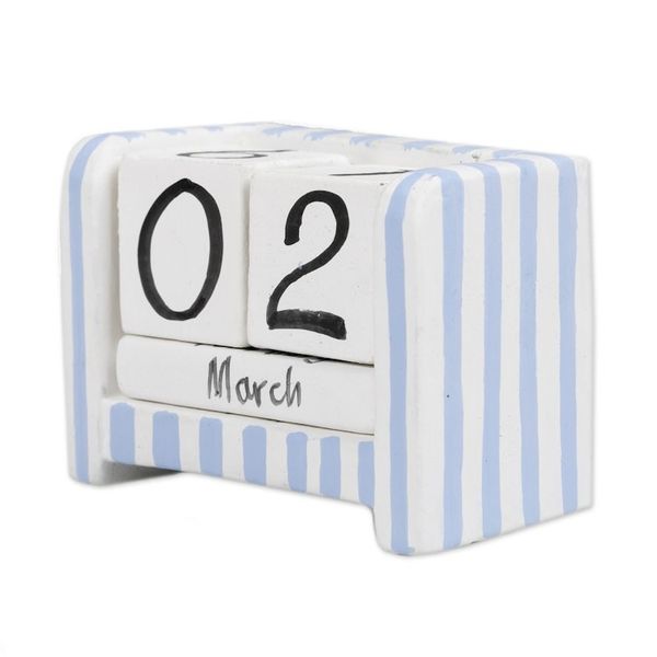 Alternate image for Hand-Carved and Painted Wood Perpetual Desk Calendar Bright Days