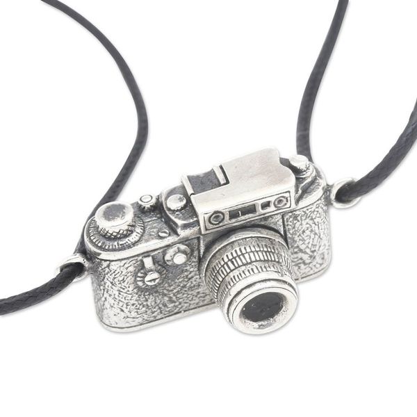 Alternate image for Whimsical Camera-Shaped Sterling Silver Pendant Necklace Focus on You