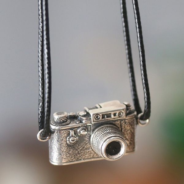 Alternate image for Whimsical Camera-Shaped Sterling Silver Pendant Necklace Focus on You