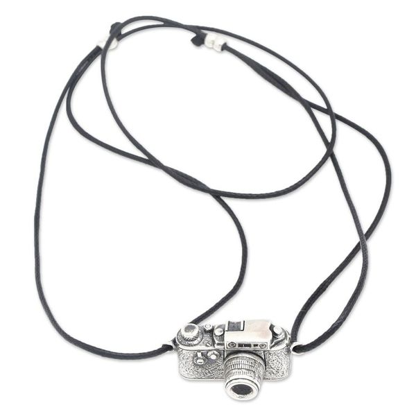 Alternate image for Whimsical Camera-Shaped Sterling Silver Pendant Necklace Focus on You
