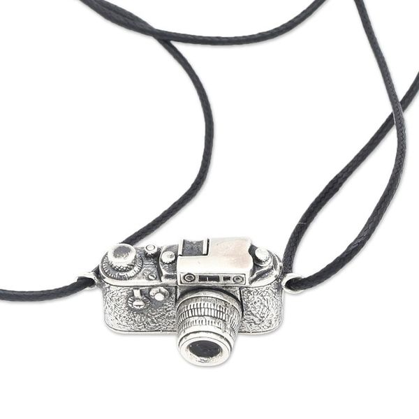Alternate image for Whimsical Camera-Shaped Sterling Silver Pendant Necklace Focus on You