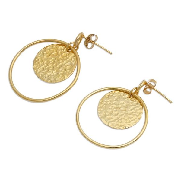 Alternate image for Semi-Abstract Polished and Hammered 18k Gold-Plated Earrings Victorious Earth