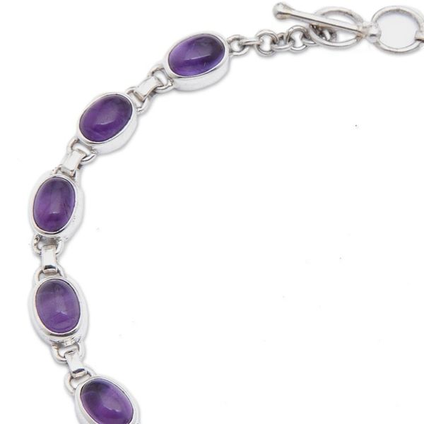 Alternate image for Polished Amethyst and Sterling Silver Tennis-Style Bracelet Purple Vibes