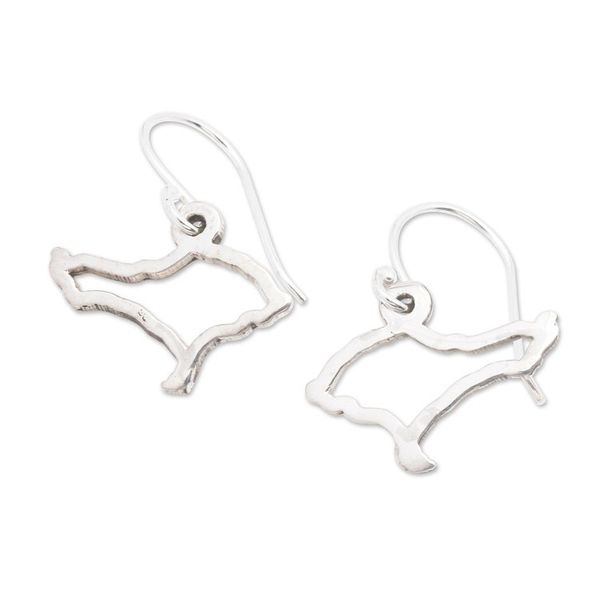 Alternate image for Bali Island Map-Shaped Sterling Silver Dangle Earrings Bali Island