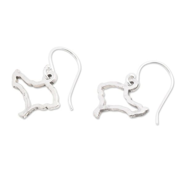Alternate image for Bali Island Map-Shaped Sterling Silver Dangle Earrings Bali Island