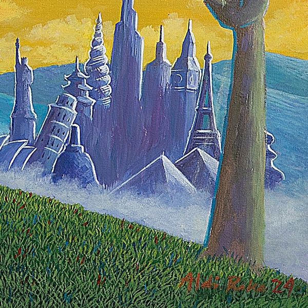 Alternate image for Unstretched Signed Expressionist Acrylic on Canvas Painting Tree of Love