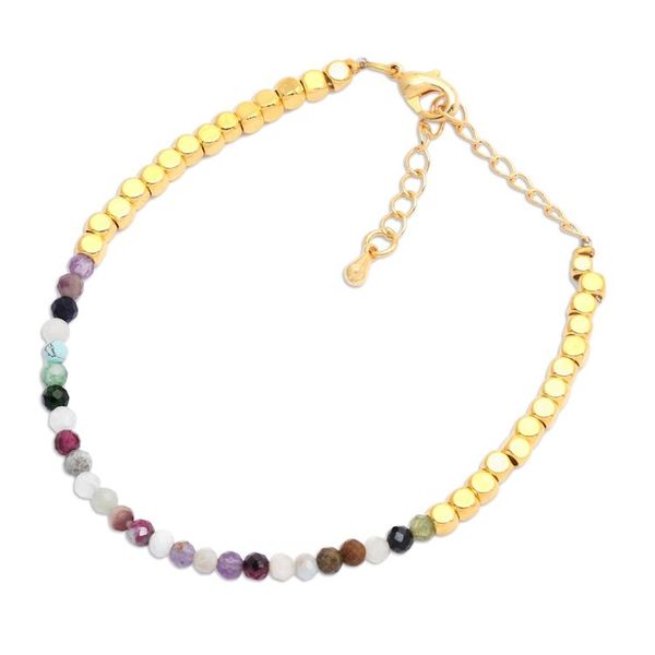 Alternate image for 18k Gold-Plated Brass and Fluorite Beaded Bracelet from Bali Paradise Rainbow
