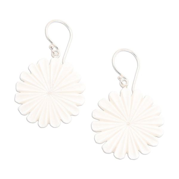 Alternate image for Hand-Carved Fresh Margot Bloom-Shaped Dangle Earrings Snowy Blooming Margot
