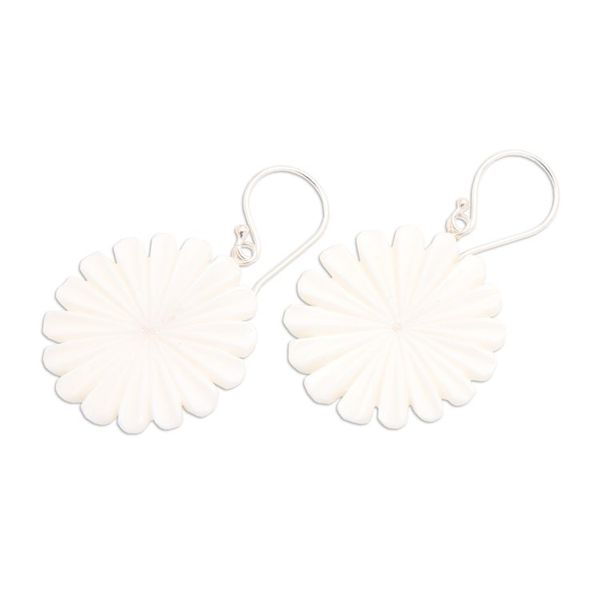 Alternate image for Hand-Carved Fresh Margot Bloom-Shaped Dangle Earrings Snowy Blooming Margot