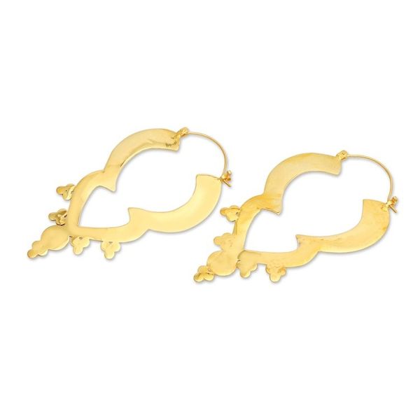 Alternate image for Balinese Handmade Polished 18k Gold-Plated Hoop Earrings Balinese Puissance