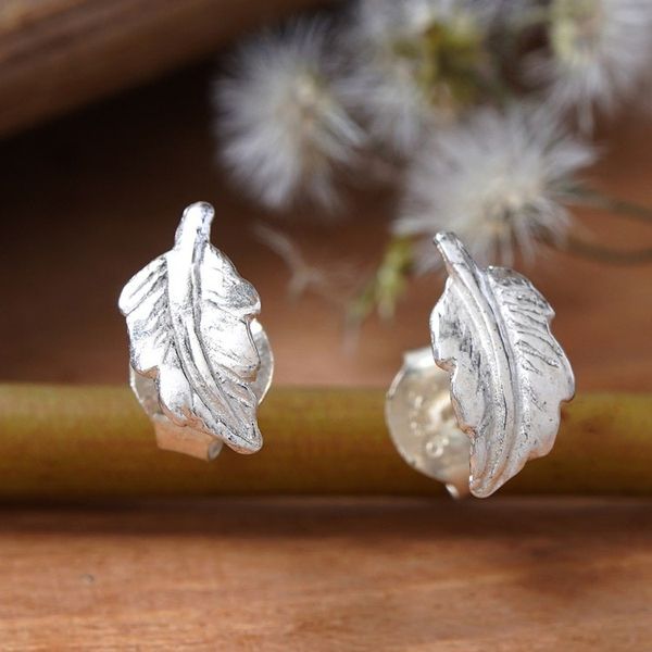 Alternate image for Nature-Themed Leafy Sterling Silver Stud Earrings from Bali Enchantment in the Forest