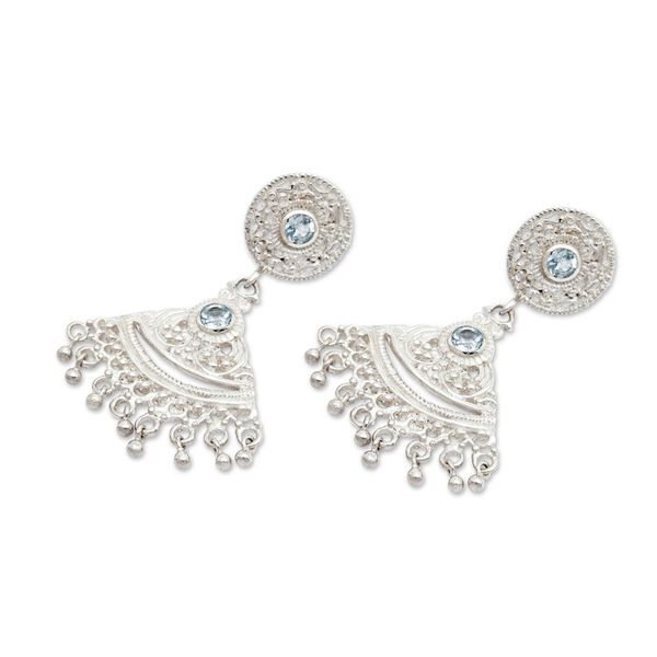 Alternate image for High-Polished 1-Carat Faceted Blue Topaz Chandelier Earrings Heaven Dame
