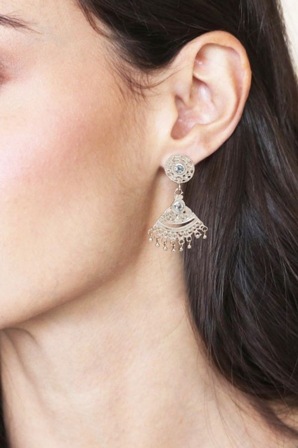 Alternate image for High-Polished 1-Carat Faceted Blue Topaz Chandelier Earrings Heaven Dame