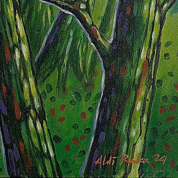 Alternate image for Inspirational Green Forest-Themed Acrylic on Canvas Painting Hope in The Future