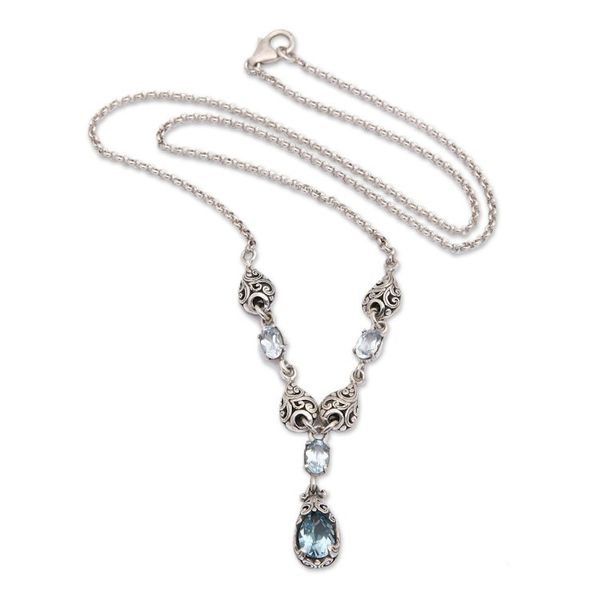 Alternate image for Classic Two-Carat Faceted Blue Topaz Pendant Necklace Loyal Essence