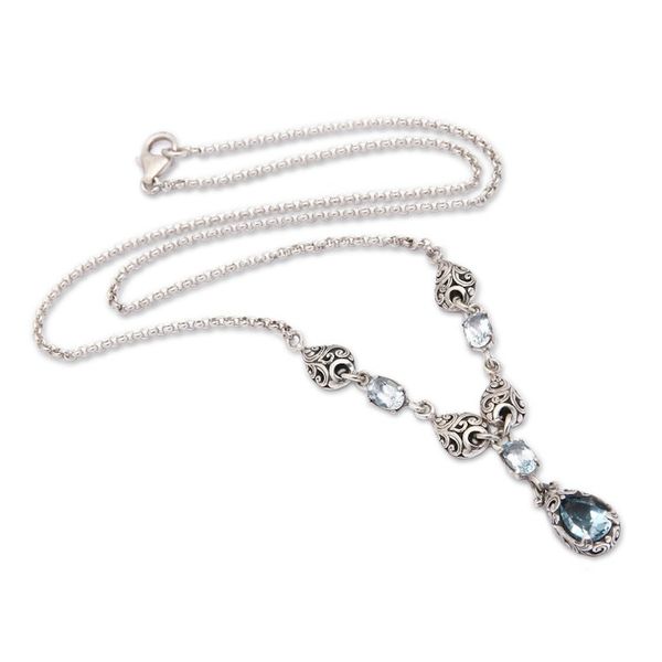 Alternate image for Classic Two-Carat Faceted Blue Topaz Pendant Necklace Loyal Essence
