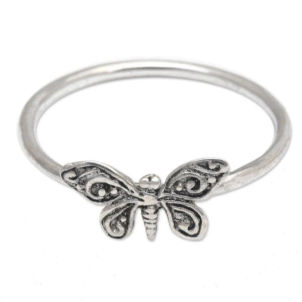 Alternate image for Butterfly-Themed Sterling Silver Cocktail Ring Hopeful Dreams