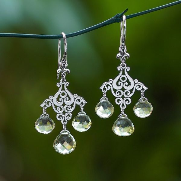 Alternate image for Polished Lemon Quartz Chandelier Earrings Crafted in Bali Gala of Felicity