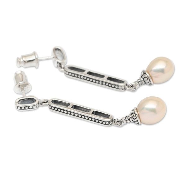 Alternate image for Classic Balinese-Made White Cultured Pearl Dangle Earrings Royal Dew