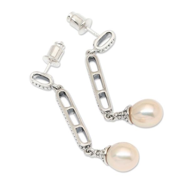Alternate image for Classic Balinese-Made White Cultured Pearl Dangle Earrings Royal Dew