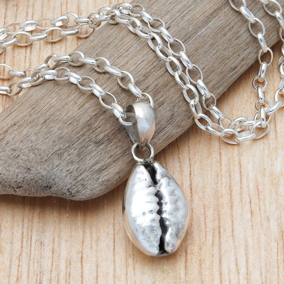 Coffee Bean-Themed Sterling Silver Pendant Necklace 'Coffee Bean'