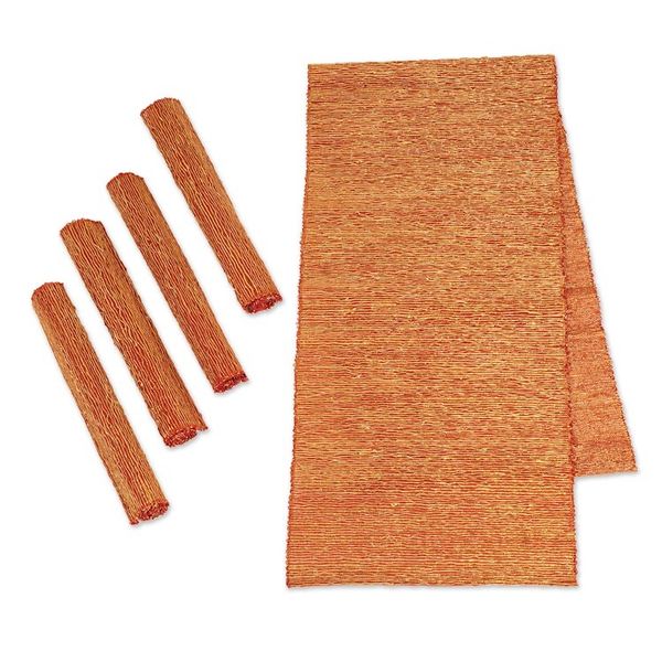 Alternate image for Orange Cotton Blend Table Runner and Placemats 5 Pieces Warm Aroma