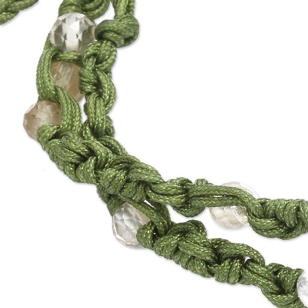 Alternate image for Citrine Macrame Wrap Bracelet with Gold-Plated Brass Beads Green Flair