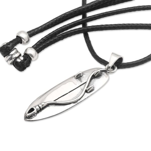 Alternate image for Surf Board-Themed Mens Sterling Silver Pendant Necklace Bali Surfing