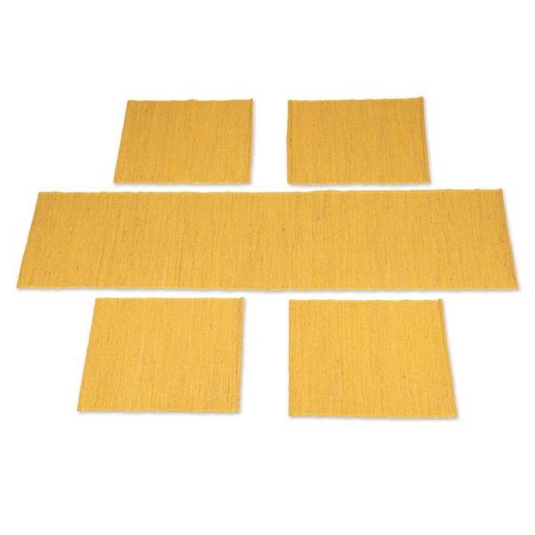Alternate image for Yellow Cotton Blend Table Runner and Placemats 5 Pieces Yellow Aroma
