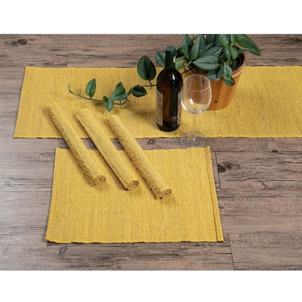 Alternate image for Yellow Cotton Blend Table Runner and Placemats 5 Pieces Yellow Aroma