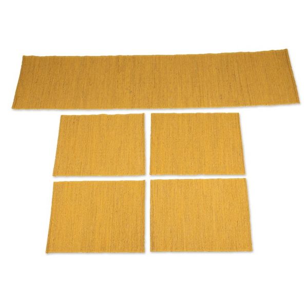 Alternate image for Yellow Cotton Blend Table Runner and Placemats 5 Pieces Yellow Aroma