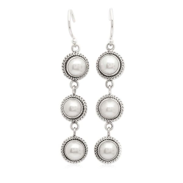 Alternate image for Polished and Oxidized Grey Cultured Pearl Dangle Earrings Pure Pearl