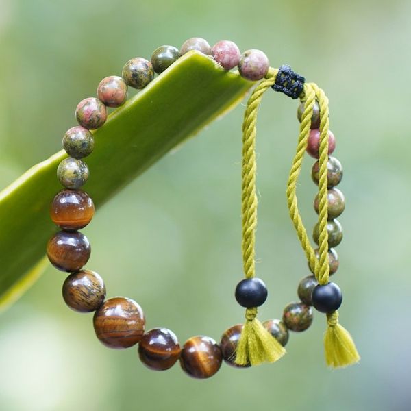 Alternate image for Bohemian Unakite and Tigers Eye Beaded Bracelet from Bali Visions of Courage