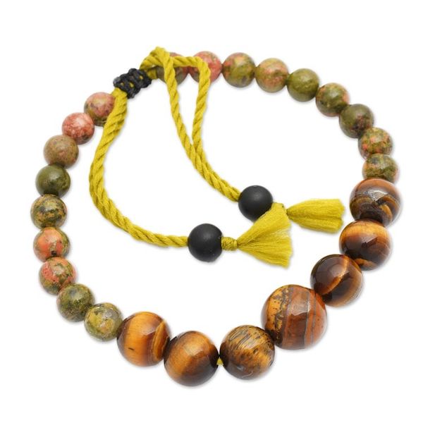 Alternate image for Bohemian Unakite and Tigers Eye Beaded Bracelet from Bali Visions of Courage