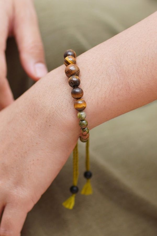 Alternate image for Bohemian Unakite and Tigers Eye Beaded Bracelet from Bali Visions of Courage