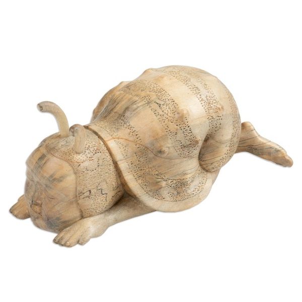 Alternate image for Whimsical Wood Sculpture of a Snail Man Hand-Carved in Bali Relaxed Snail Man