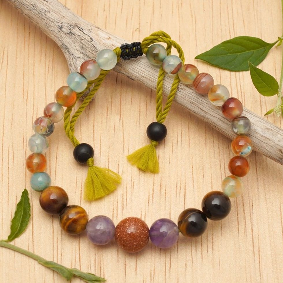 Balinese Handmade Bohemian Multi-Gemstone Beaded Bracelet 'Spiritual Peace'