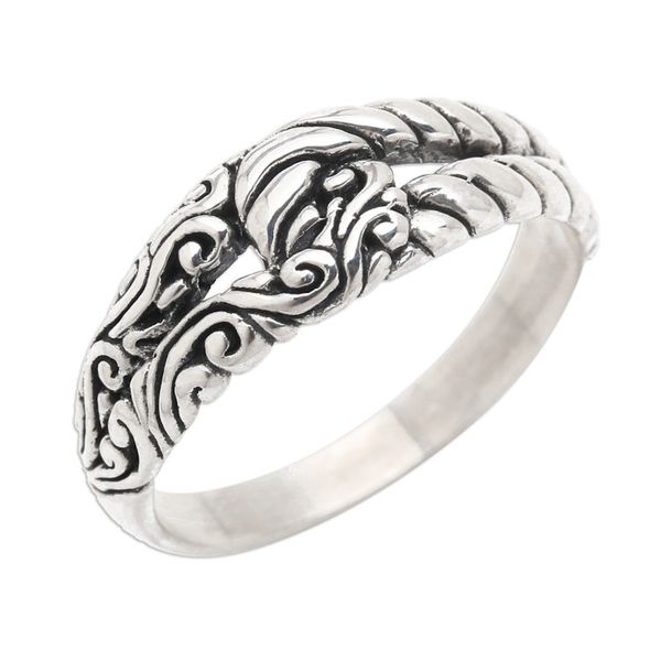 Alternate image for Traditional Polished and Oxidized Sterling Silver Band Ring Loyalty Knot