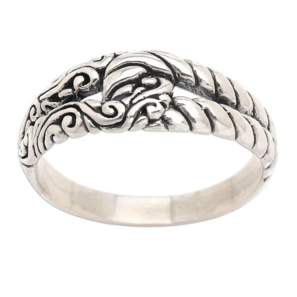 Alternate image for Traditional Polished and Oxidized Sterling Silver Band Ring Loyalty Knot