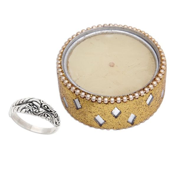 Alternate image for Traditional Polished and Oxidized Sterling Silver Band Ring Loyalty Knot