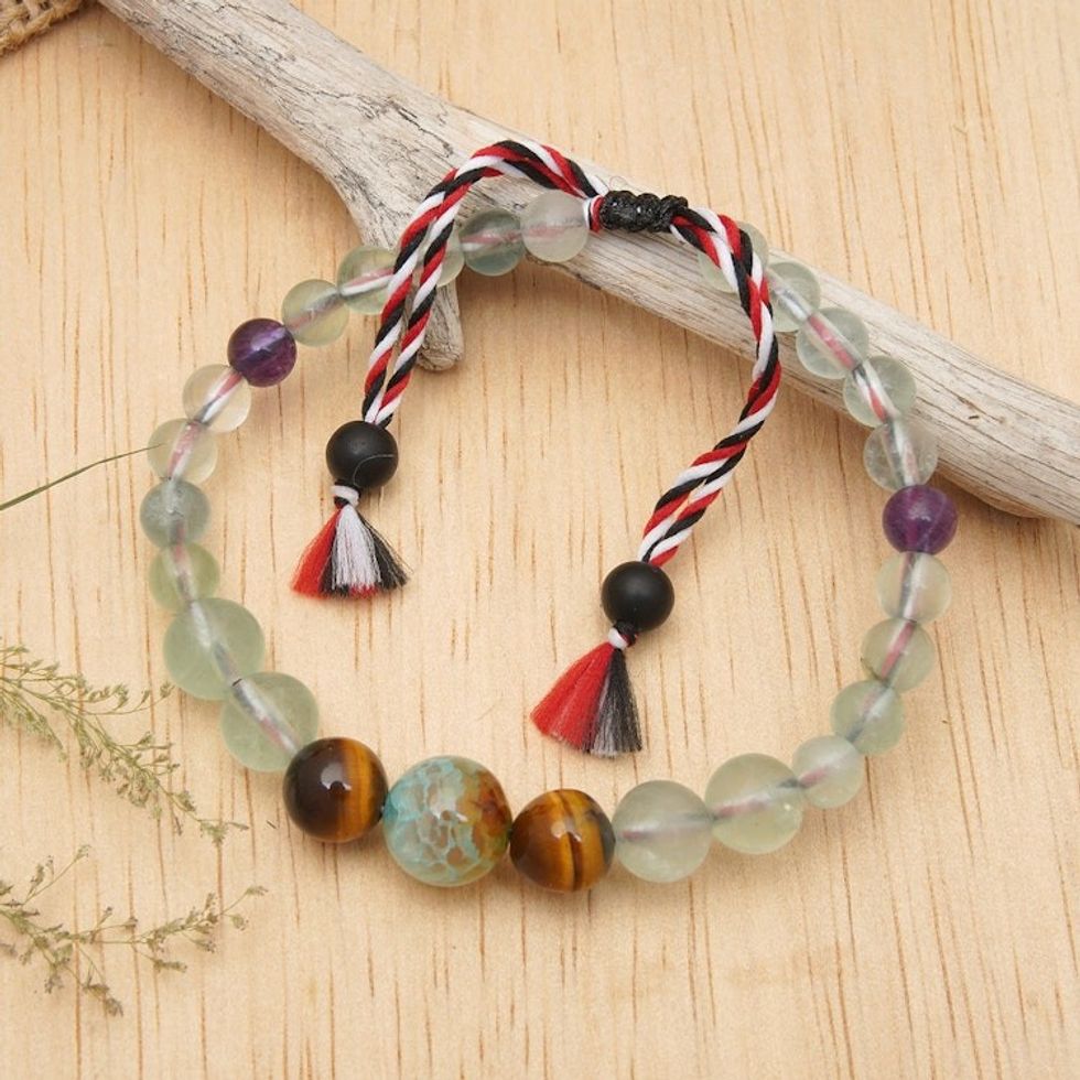 Inspirational Multi-Gemstone Beaded Bracelet Crafted in Bali 'Times of Confidence'