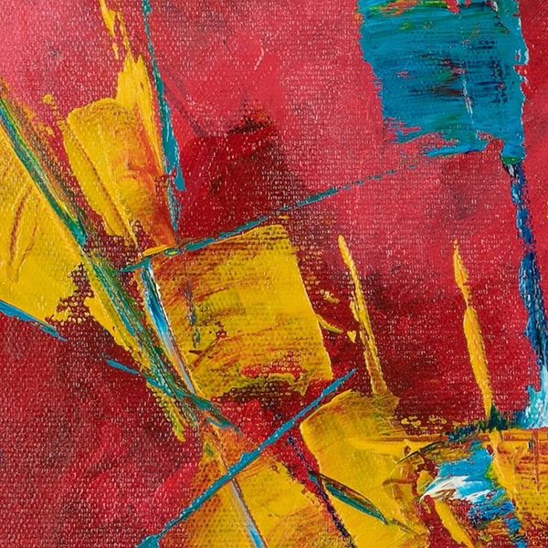 Alternate image for Red Yellow Blue and Green Modern Abstract Acrylic Painting Sailing