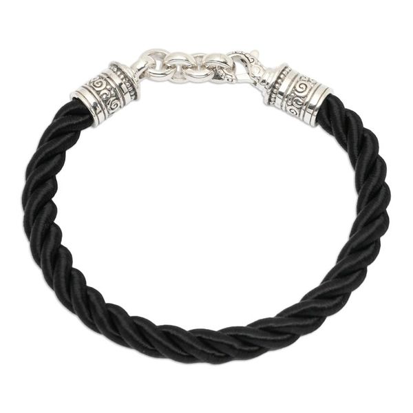 Alternate image for Balinese Artisan-Made Black Sterling Silver Pendant Bracelet Hero of Islands