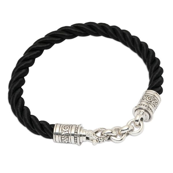 Alternate image for Balinese Artisan-Made Black Sterling Silver Pendant Bracelet Hero of Islands