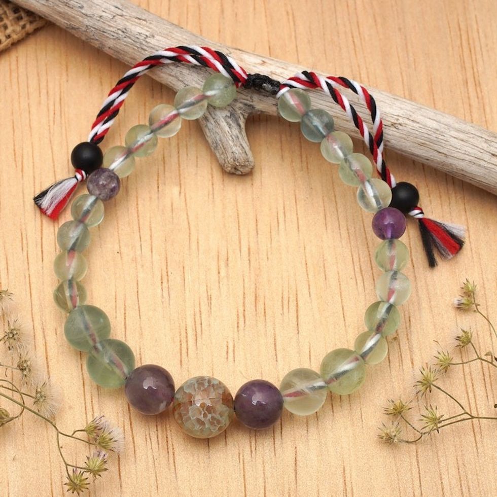 Balinese Handmade Multi-Gemstone Beaded Bracelet from Bali 'Times of Intellect'
