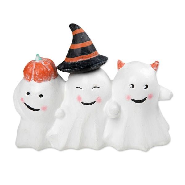 Alternate image for Halloween-Themed Distressed Wood Sculpture of Three Ghosts Cheeky Halloween Trio
