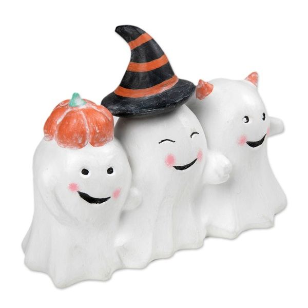Alternate image for Halloween-Themed Distressed Wood Sculpture of Three Ghosts Cheeky Halloween Trio